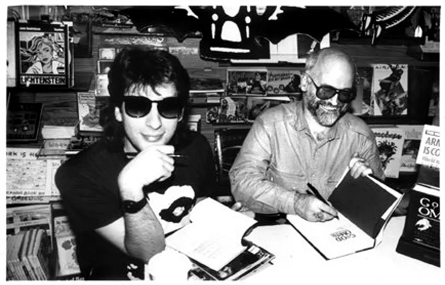 Sir Terry Pratchett with Neil Gaiman